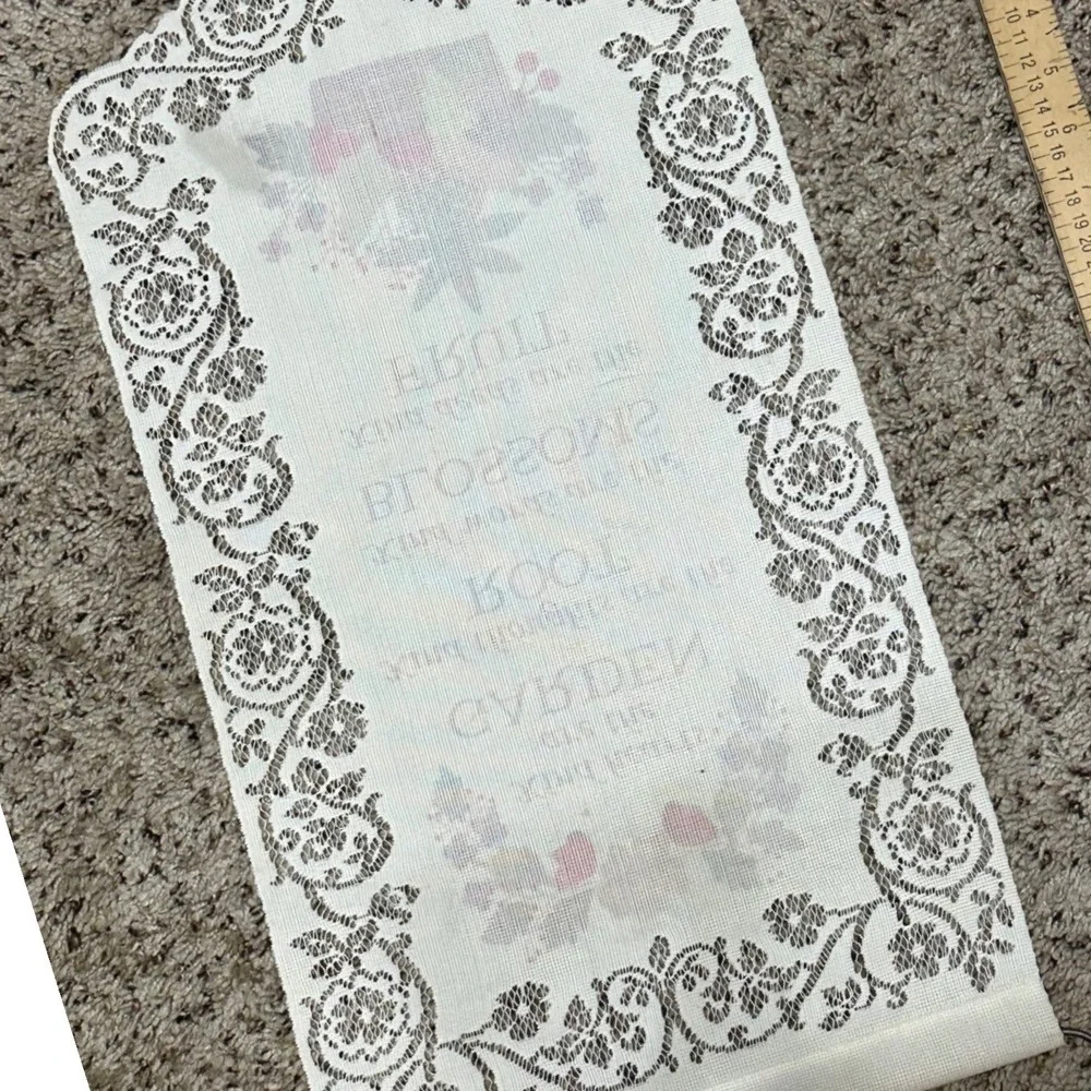 Heritage‎ Lace Wall Hanging Banner White Excellent Garden Poem   Cottage Country